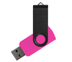 Флеш накопитель USB 2.0 Twister Сolor Mix 16GB, пластик Софт Тач/металл, розовый/черный