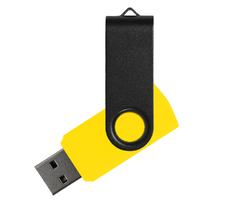 Флеш накопитель USB 2.0 Twister Сolor Mix 16GB, пластик Софт Тач/металл, желтый/черный