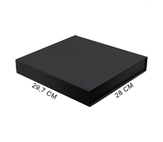 Подарочная коробка, размер 29,7*28,0*4,5 см, Solution Prestige Magnum Soft Touch с магнитным клапаном под индивидуальную вырубку, черная, с черным ложементом