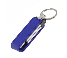 Флеш накопитель USB 2.0 Verona в кожаном чехле 16GB, металл, синий/серебристый