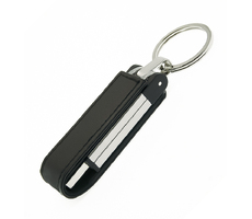 Флеш накопитель USB 2.0 Verona в кожаном чехле 32GB, металл, черный/серебристый