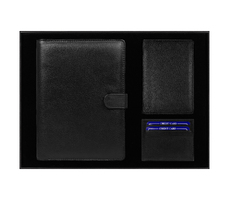 Набор подарочный Solution Prestige Quadro (Блокнот Flexy Forest Urban Latte в суперобложке Country Leather Sky, обложка для автодокументов Leather Sun, футляр для кредитных карт/картхолдер Leather Way)