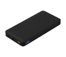 Внешний аккумулятор (powerbank)  «WeCharge Soft Touch»,  10 000 mAH, Power Delivery (PD) 25.5W, со светящимся логотипом после гравировки, c цифровым дисплеем для контроля заряда, черный