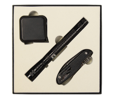 Набор подарочный Solution Superior Trio (Фонарь телескопический Tools Flashlight, рулетка Tools Master, 3 метра, нож складной многофункциональный Tools Driver, 7 в 1) черный