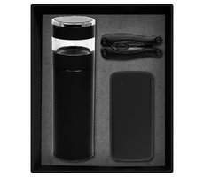 Набор подарочный Solution Prestige Trio (внешний аккумулятор, мультитул, термос), черный