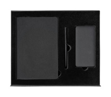 Набор подарочный Solution Prestige Yota Trio (Ежедневник Flexy Latte Color А5, Внешний аккумулятор (powerbank) «WeCharge Velvet», ручка SAMURAI Requis ) в подарочный коробке, черный