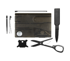 Карточка Tools Nailcare 10 функций, инструменты из нержавеющей стали, корпус из полупрозрачного черного  пластика