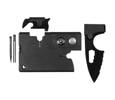 Карточка Tools leeds, 9 функций, инструменты из нержавеющей стали, корпус из полупрозрачного черного  пластика