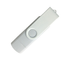 Флеш накопитель USB 2.0/OTG Twister Smart 16GB, пластик Софт Тач/металл, белый/белый