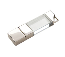 Флеш накопитель USB 2.0 Crystal v2 32GB, металл/стекло, прозрачный/серебристый, подсветка синим