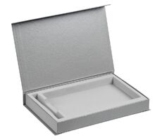 Коробка Silk с флокированным ложементом под ежедневник и ручку, ver. 2, серая