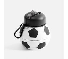 Складная бутылка для воды Football Flex, белая с черным