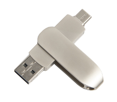 USB flash-карта CIRCLE OTG Type-C (32Гб), серебристая, 6,5х1,5х0,82 см, металл