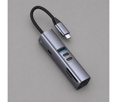 USB-хаб 7 в 1 USB-C - USB-A3.0 + 2хUSB-C + USB-C PD100Вт + HDMI + SD + microSD