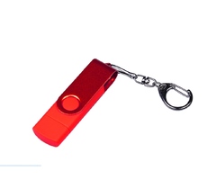 USB 2.0/micro USB/Type-С- флешка на 64 Гб 3-в-1 с поворотным механизмом
