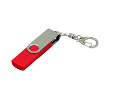 USB 2.0- флешка на 64 Гб с поворотным механизмом и дополнительным разъемом Micro USB