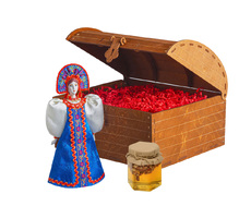 Подарочный набор: кукла фарфоровая, мёд с гецким орехом