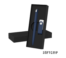 Набор ручка + флеш-карта 16 Гб в футляре,  покрытие softgrip