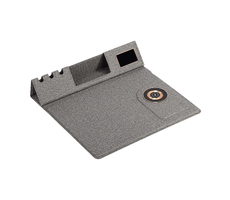 Настольная складная подставка "Cool Mat" с беспроводным (15W) ЗУ, сенсорной подсветкой логотипа, функцией MagSafe и ковриком для мыши