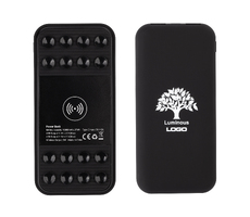Беспроводное зарядное устройство "Sticky SOFTTOUCH", 10000 mAh с подсветкой логотипа и присосками