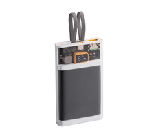 Зарядное (22.5W) устройство "Link" 10000 mAh с прозрачным корпусом, цифровым индикатором заряда и встроенными Type-C/Lightning кабелями