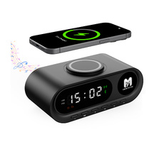 Настольные часы "Smart Hub" с bluetooth колонкой 5Вт, беспроводной (15W) зарядкой и подсветкой логотипа