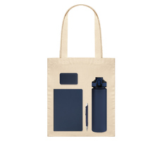 Подарочный набор Велком Пак (Welcome Pack), синий (бутылка, ежедневник, ручка, ЗУ, шоппер)