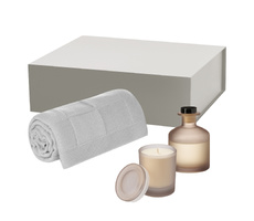Подарочный набор Мизу (Mizu), Селла Софт (Cella Soft), бежевый (свеча, диффузор, плед)